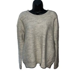 Magaschoni Women's Medium Beige Wool‎ Mohair Blend Long Sleeve Pullover Sweater